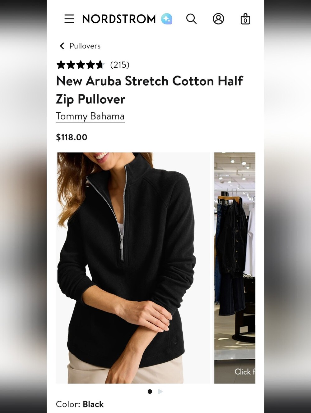 Tommy Bahama New Aruba Half-Zip Pullover Black Sz XL NWT Nordstrom Cotton Blend